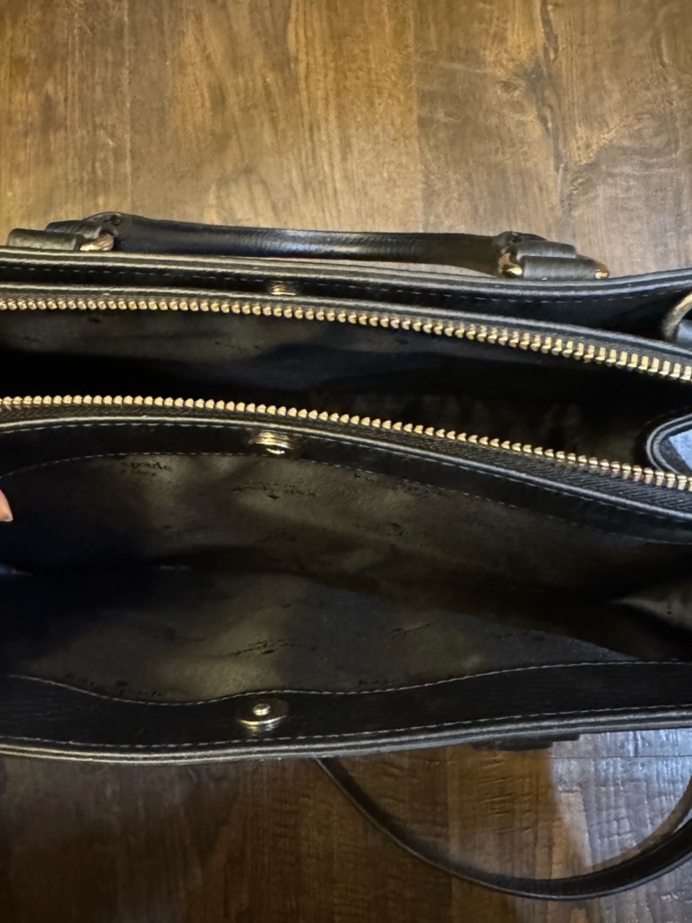 kate spade black pebbled leather satchel with gold hardware - Picture 3 of 5